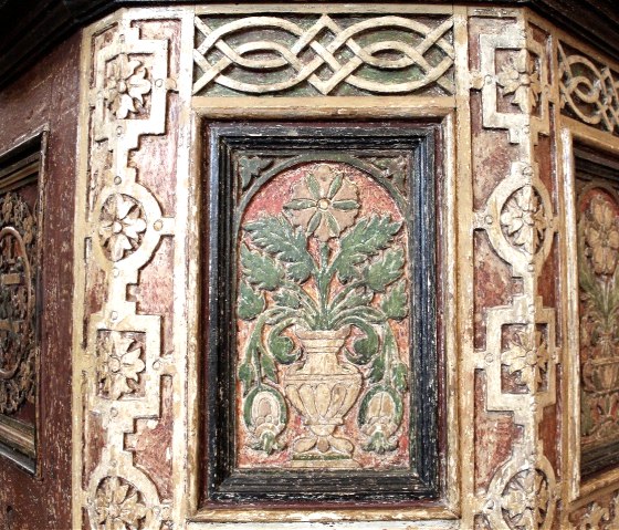 Teilansicht der Kanzel von 1624, © Michael Fischer Teilansicht der Kanzel von 1624, © Michael Fischer