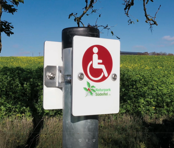 Markierung barrierefrei, © Naturpark Südeifel/Philipp Köhler Markierung barrierefrei, © Naturpark Südeifel/Philipp Köhler