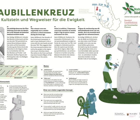 Info-Tafel Denkmal Fraubillenkreuz, © Konzeption und Layout: Naturpark Südeifel/markenmut. Info-Tafel Denkmal Fraubillenkreuz, © Konzeption und Layout: Naturpark Südeifel/markenmut.