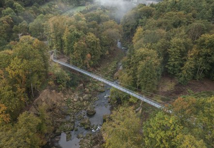 Die fertige Hängebrücke aus der Vogelperspektive , © Naturpark Südeifel/Thomas Urbany Die fertige Hängebrücke aus der Vogelperspektive , © Naturpark Südeifel/Thomas Urbany