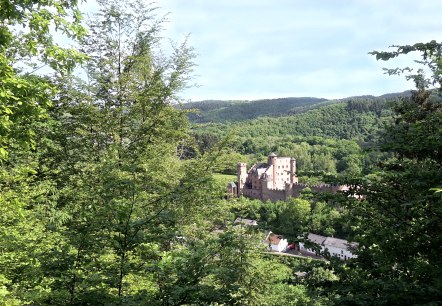 Schloss Hamm thront malerisch inmitten grüner Wälder und Hügel, umgeben von üppiger Vegetation und einem klaren Himmel., © TI Bitburger Land Schloss Hamm thront malerisch inmitten grüner Wälder und Hügel, umgeben von üppiger Vegetation und einem klaren Himmel., © TI Bitburger Land