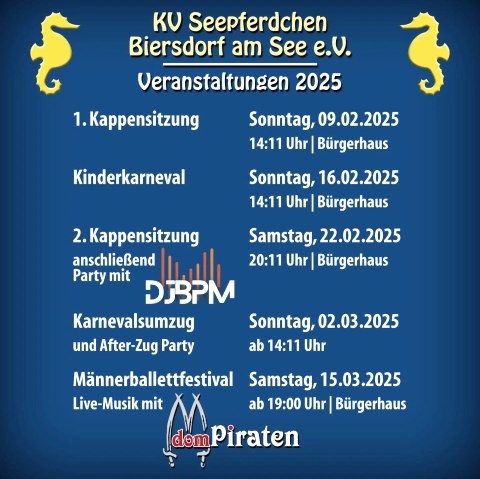 Veranstaltungsübersicht Seepferdchen 2025, © Veranstalter Veranstaltungsübersicht Seepferdchen 2025, © Veranstalter