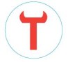 Red, stylized T symbol in a blue circle, which serves as a marker for the large Teufelsschlucht circular trail., © Felsenland Südeifel Tourismus GmbH