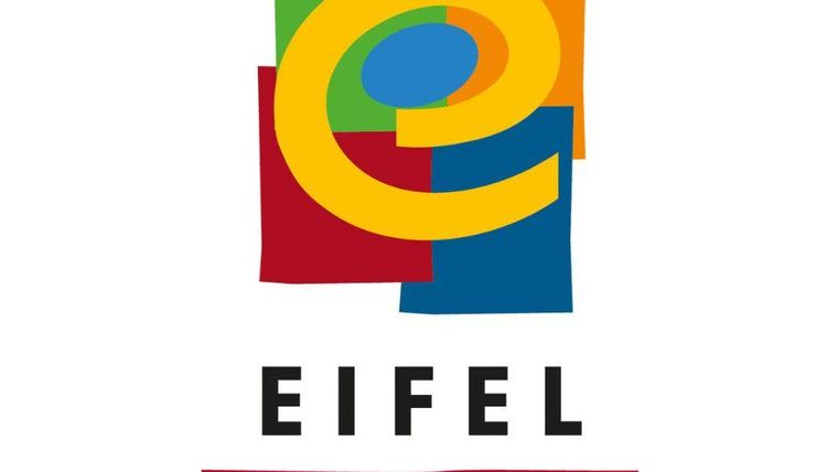A colorful logo with geometric shapes and the text "EIFEL PRODUZENT". The colors are vibrant and appealing.