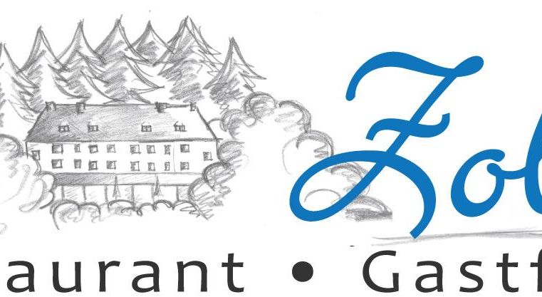 Een logo van het Oude Douanehuis, dat een hotel en restaurant vertegenwoordigt. Het toont een gestileerde weergave van het gebouw en benadrukt gastvrijheid.
