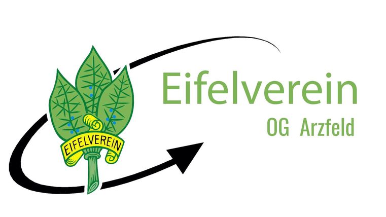 Das Bild zeigt das Logo des Eifelvereins OG Arzfeld. Es besteht aus einem stilisierten Blatt und dem Schriftzug des Vereins.