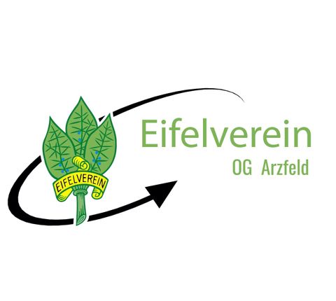 Das Bild zeigt das Logo des Eifelvereins OG Arzfeld. Es besteht aus einem stilisierten Blatt und dem Schriftzug des Vereins.
