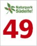 Logo des Naturparks S&uuml;deifel mit roter Zahl 49 auf wei&szlig;em Hintergrund.
