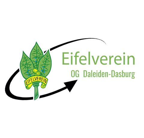 Das Logo des Eifelvereins zeigt ein Blatt und einen Pfeil, der eine Bewegung darstellt. Es repräsentiert die Ortsgruppe Daleiden-Dasburg.