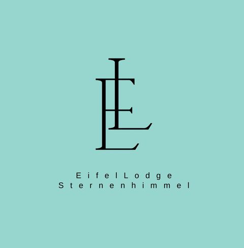 A modern logo of EifelLodge with the inscription "Sternenhimmel". The design is simple and elegant on a solid-colored background.