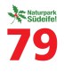 Logo of the Southern Eifel Nature Park with holly motif and the red number 79 underneath., © Naturpark Südeifel