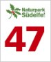 Logo des Naturparks Südeifel mit roter Zahl 47 auf weißem Hintergrund.
