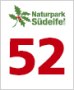 Logo des Naturparks Südeifel mit roter Zahl 52 und grünem Blattmotiv.
