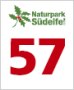 Logo des Naturparks Südeifel mit roter Zahl 57 und grünem Blattmotiv.