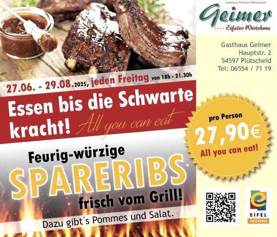 Plakat Spareribs, © Gasthaus Geimer