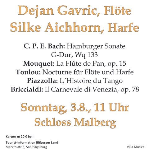 Villa Musica Konzert Plakat, © Förderverein Schloss Malberg