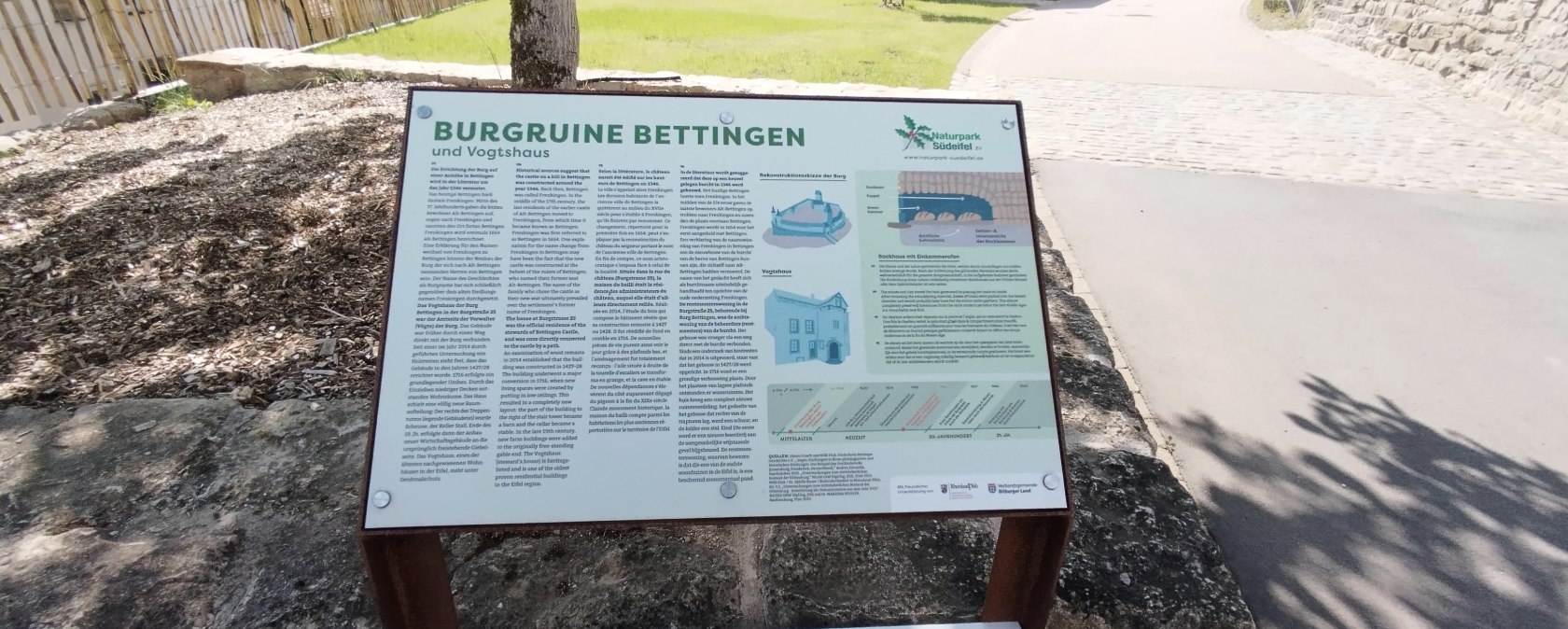 Infotafel Burg Bettingen, © TI Bitburger Land