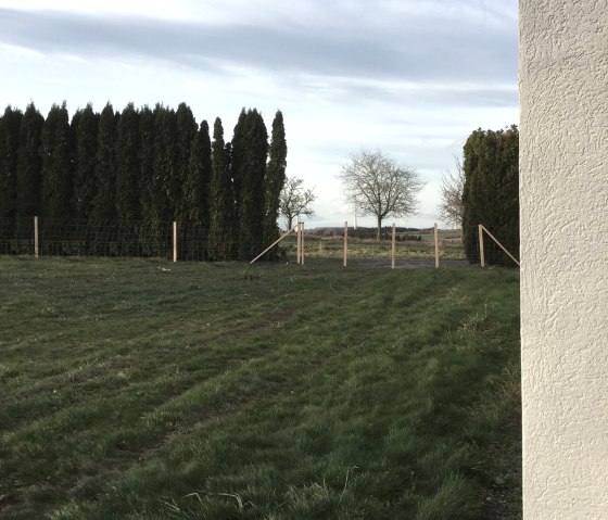 Wiese hinter dem Haus komplett eingez&auml;unt, &copy; FeHa Zum M&uuml;hlbachtal