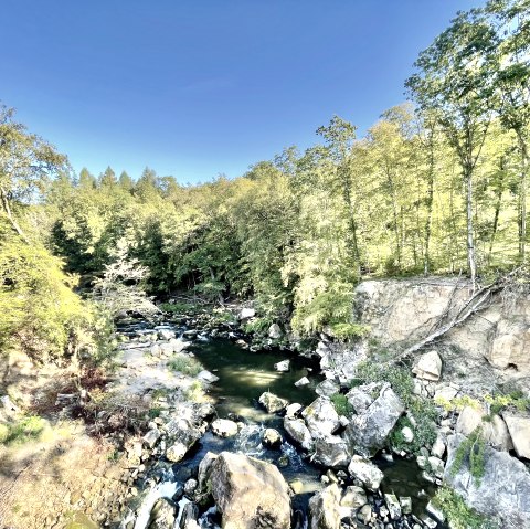 View of the Pr&uuml;m rapids from the suspension bridge, &copy; Naturpark S&uuml;deifel, Ansgar Dondelinger