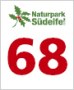 Logo of the Southern Eifel Nature Park with red number 68 on a white background.