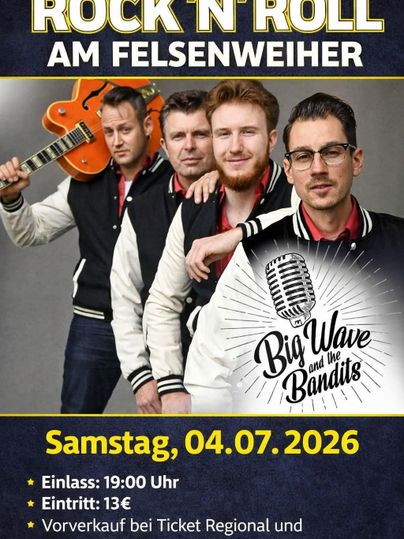 Ein Plakat für das Rockkonzert "BETOBE" am 22. Juni 2024. Es zeigt die Band auf der Bühne mit bunten Lichtern und interessierten Zuschauern.