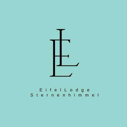 Ein modernes Logo der EifelLodge mit dem Schriftzug "Sternenhimmel". Das Design ist schlicht und elegant auf einem einfarbigen Hintergrund.