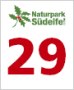 Logo des Naturparks Südeifel mit roter Zahl 29 und grünem Blattmotiv.